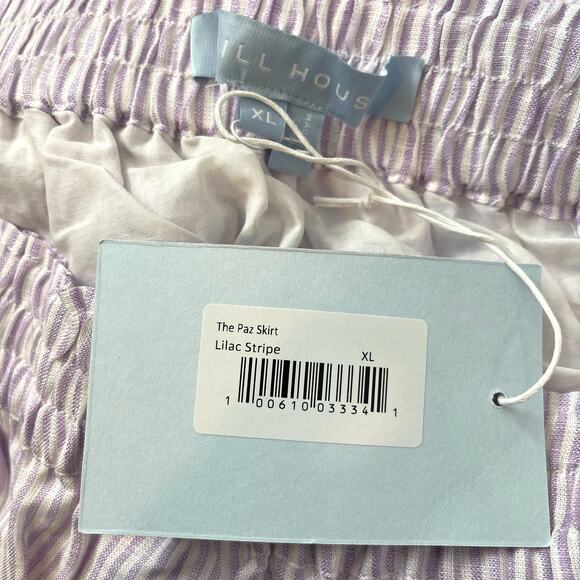 Hill House The Paz Skirt in Lilac Stripe Size XL Linen Cotton - Picture 7 of 9